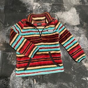 HOOEY Girls' Fleece Sweater, Red/Serape